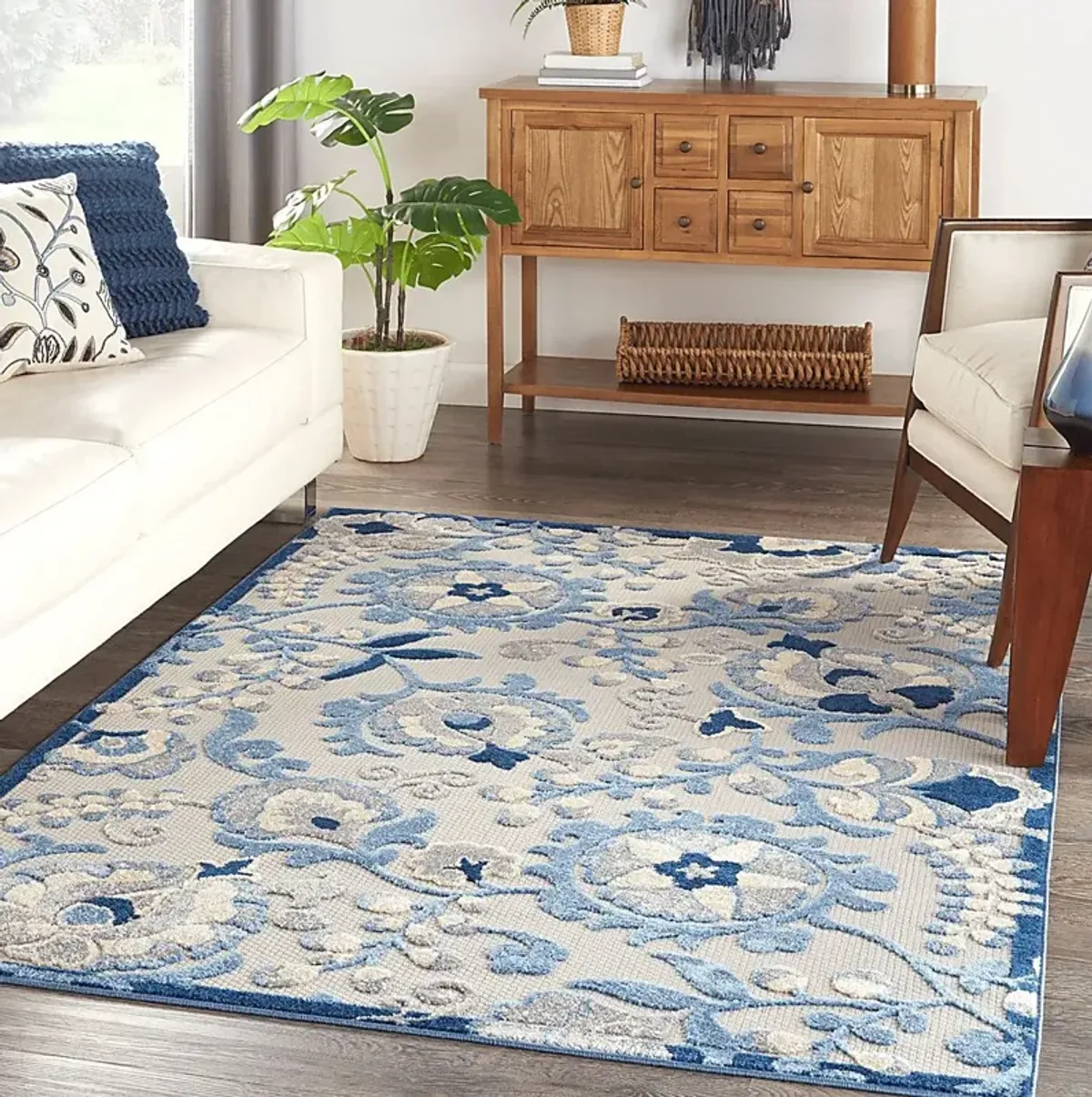 Jordonia Blue/Gray 5'3 x 7'5 Indoor/Outdoor Rug