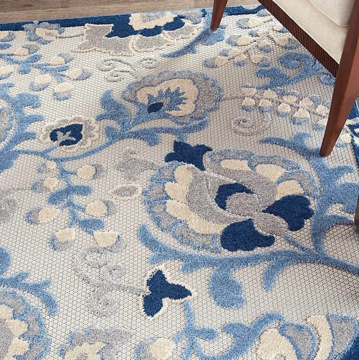 Jordonia Blue/Gray 5'3 x 7'5 Indoor/Outdoor Rug