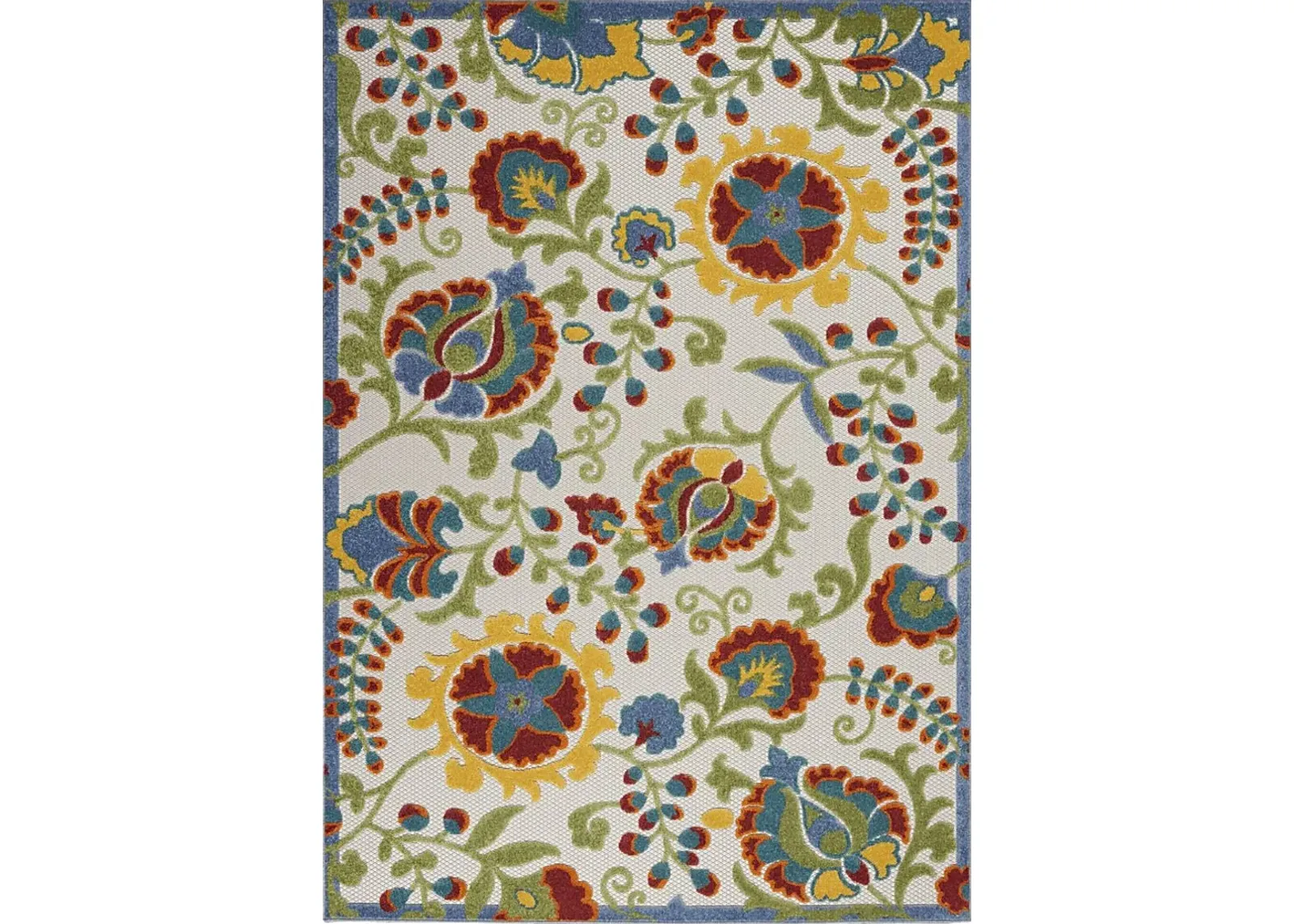 Jordonia Ivory/Multi 5'3 x 7'5 Indoor/Outdoor Rug