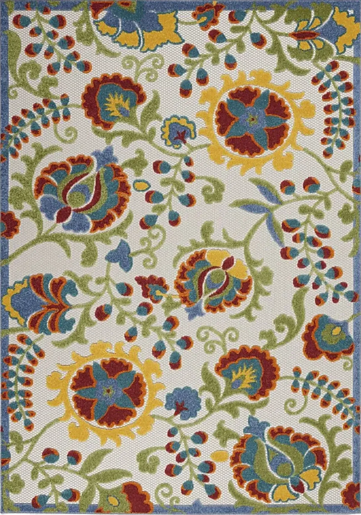 Jordonia Ivory/Multi 5'3 x 7'5 Indoor/Outdoor Rug