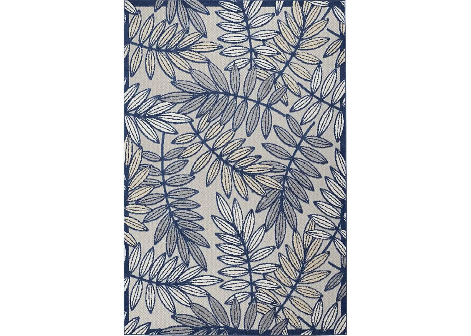 Krisiel Ivory/Navy 5'3 x 7'5 Indoor/Outdoor Rug