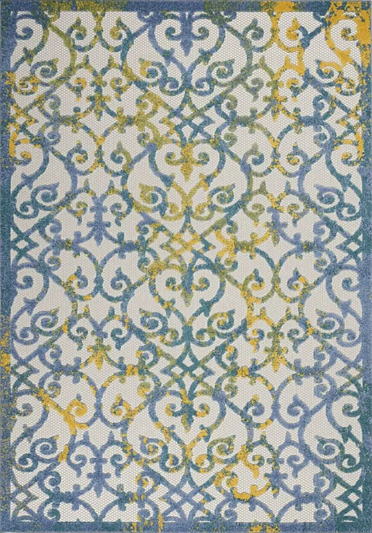 Drayce Ivory/Blue 5'3 x 7'5 Indoor/Outdoor Rug