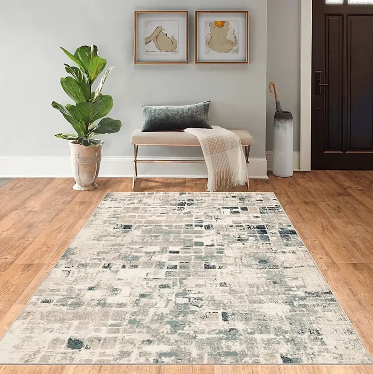 Minidows Beige 5'3 x 7'8 Rug