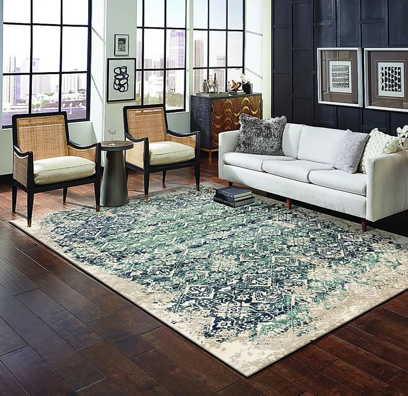 Dunnora Ivory/Blue 5'3 x 7'8 Rug