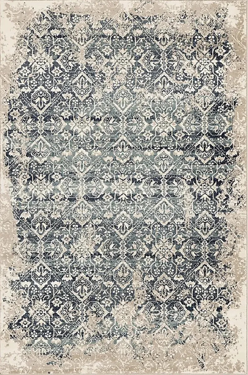 Dunnora Ivory/Blue 5'3 x 7'8 Rug