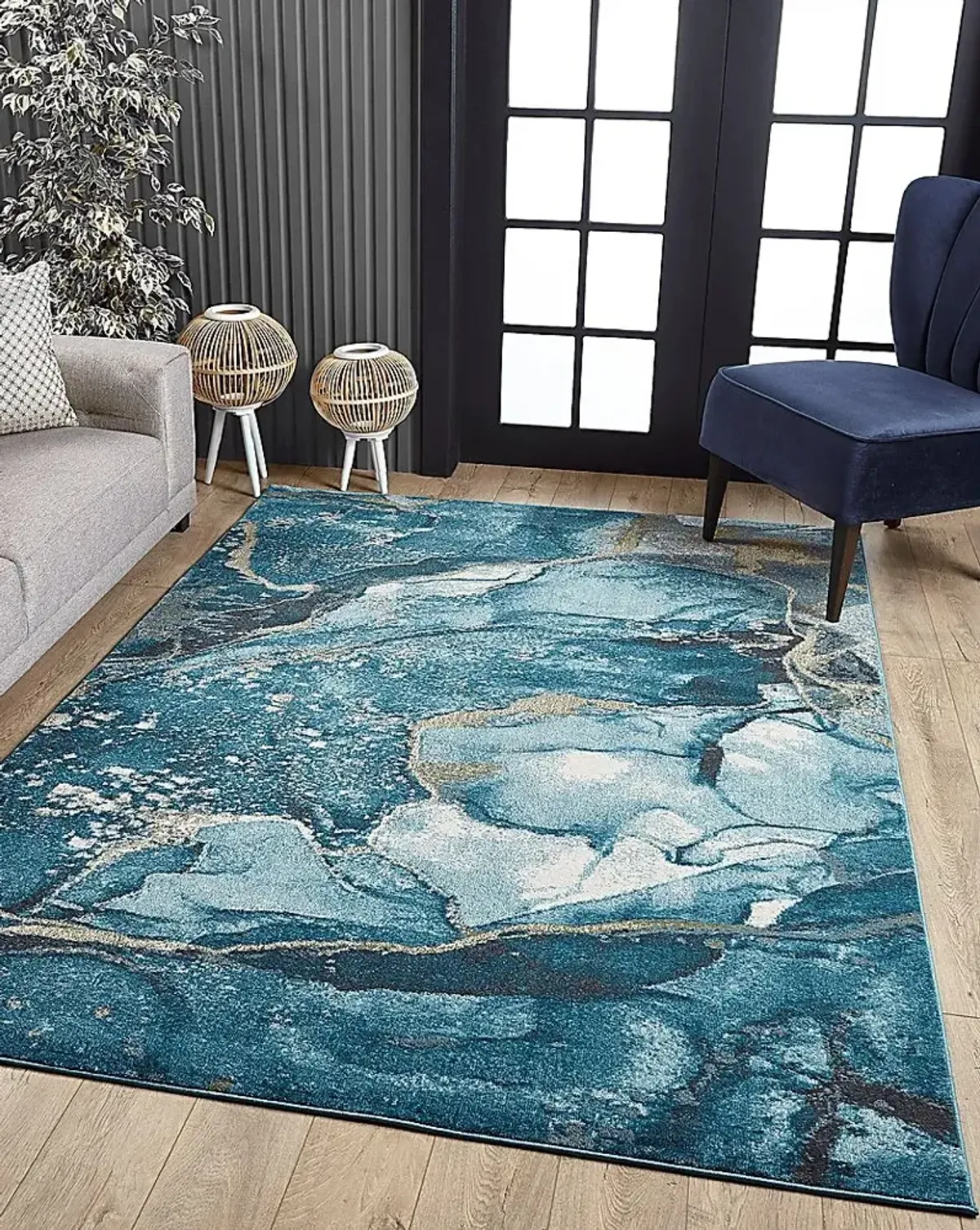 Sutnia Blue 6'7 x 9'6 Rug