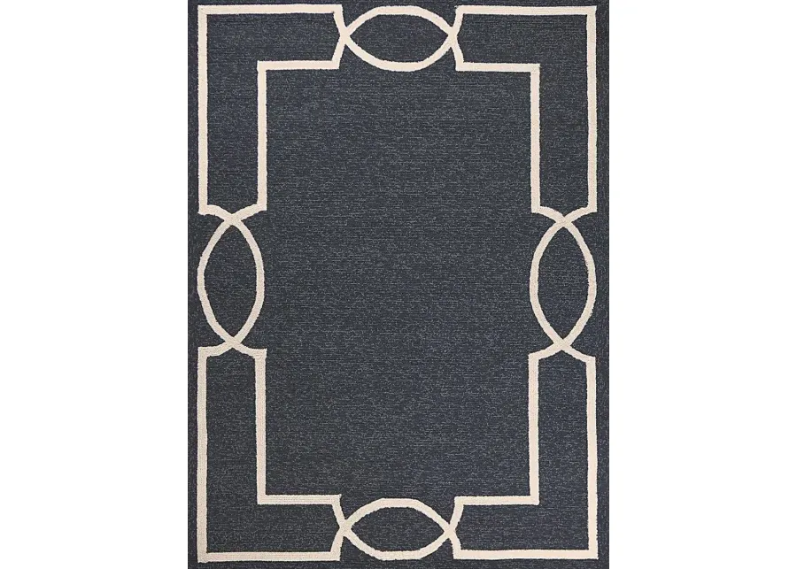 Valmack Black 7' Square Indoor/Outdoor Rug