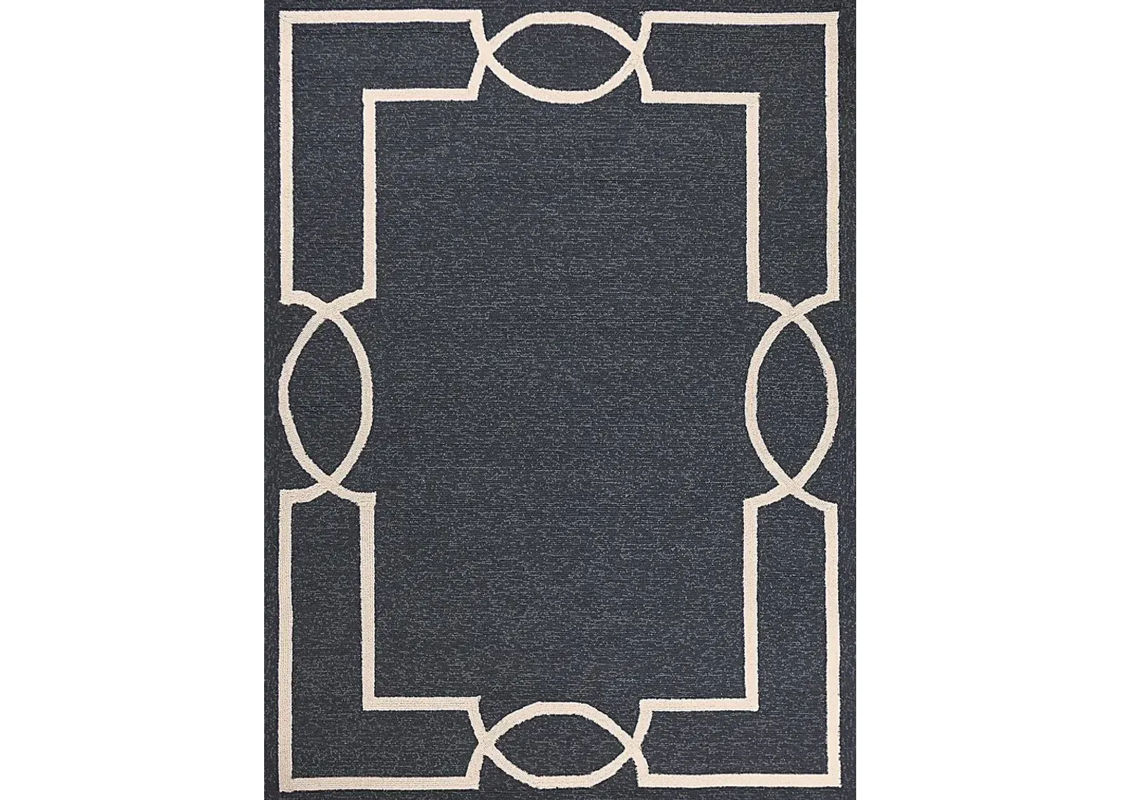 Valmack Black 7' Square Indoor/Outdoor Rug