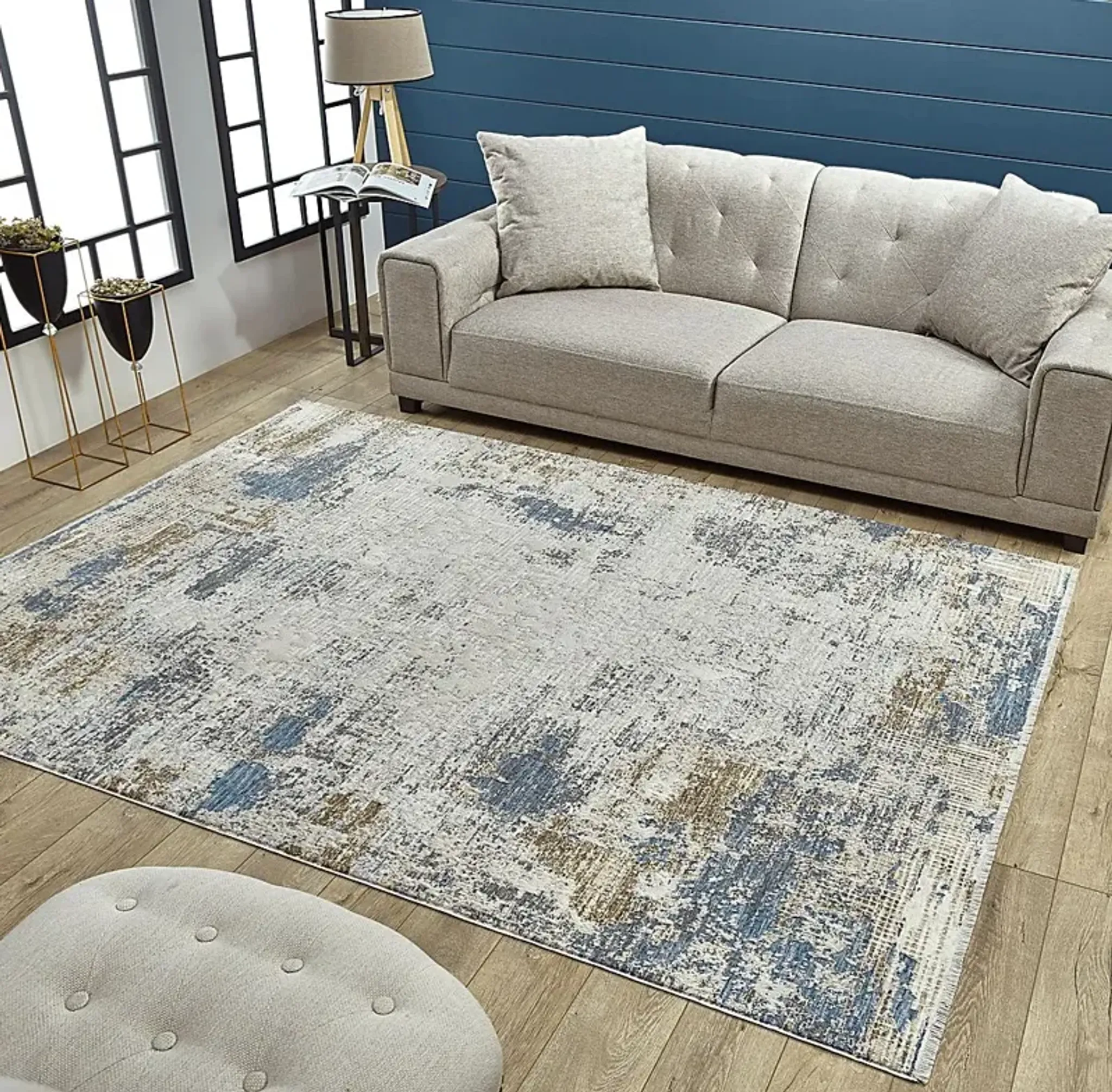 Bromtona Ivoryblue 53 X 710 Rug Rooms To Go | Furniture.com