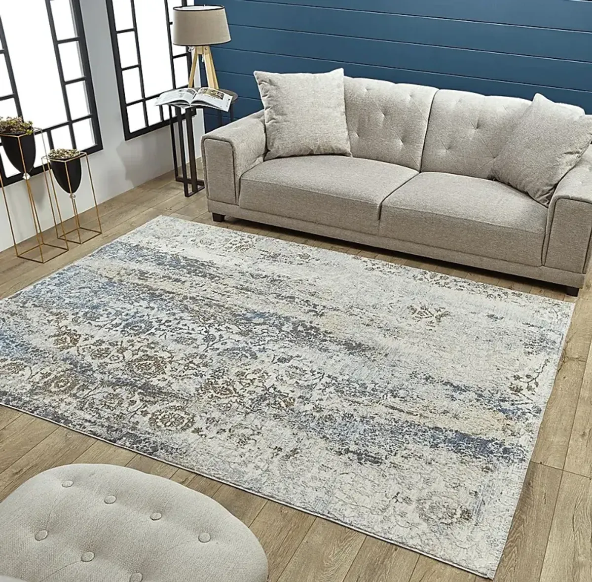 Parmere Ivory/Blue 5'3 x 7'10 Rug