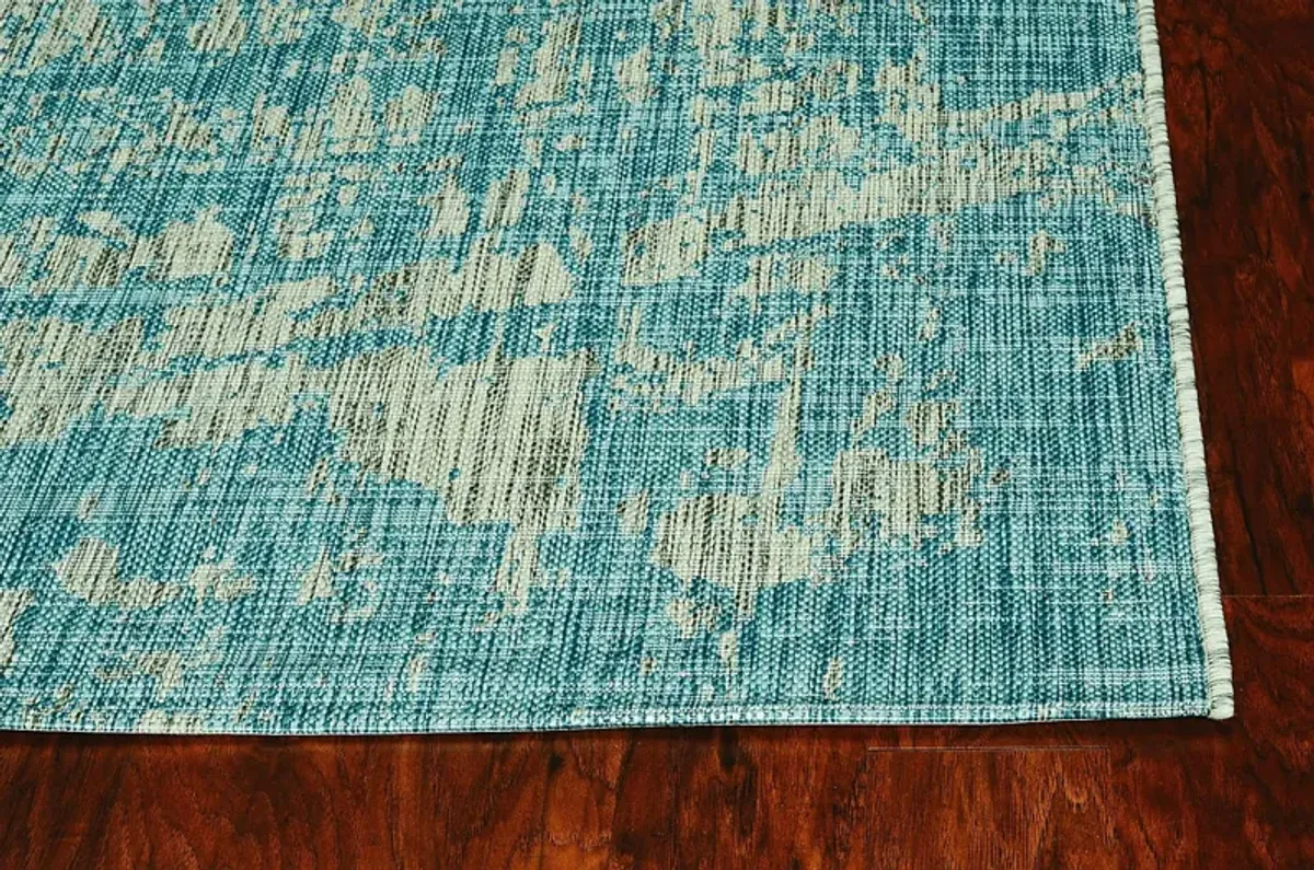 Naiming Teal 5'3 x 7'7 Indoor/Outdoor Rug