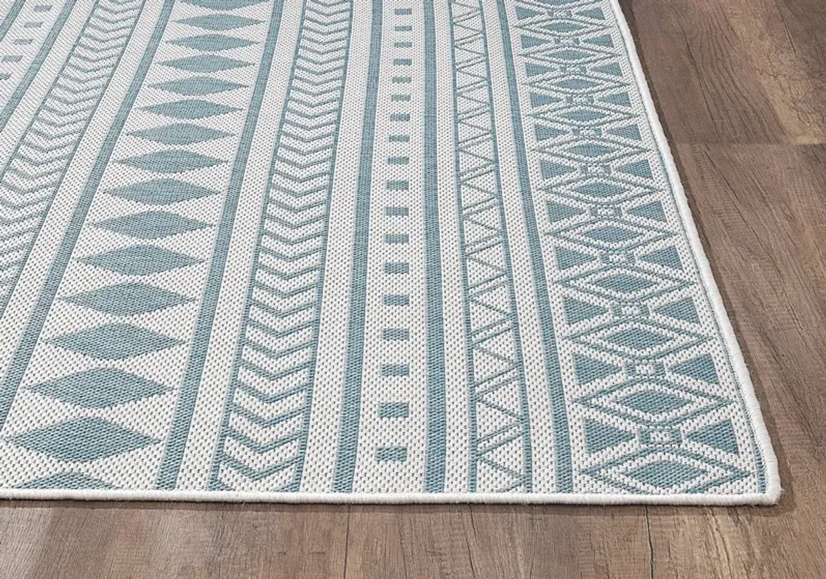 Halinora Ivory/Aqua 5'3 x 7'7 Indoor/Outdoor Rug