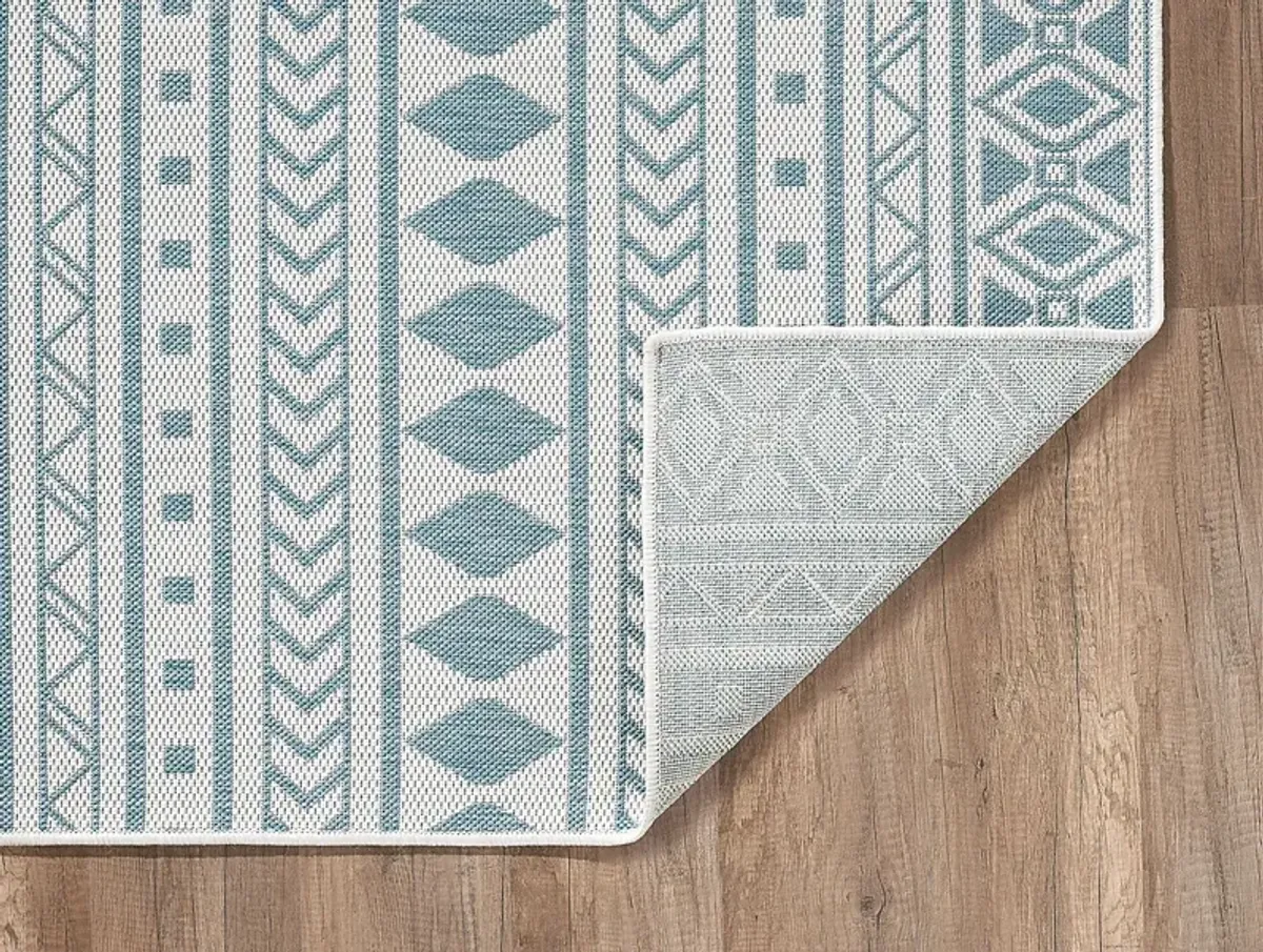 Halinora Ivory/Aqua 5'3 x 7'7 Indoor/Outdoor Rug