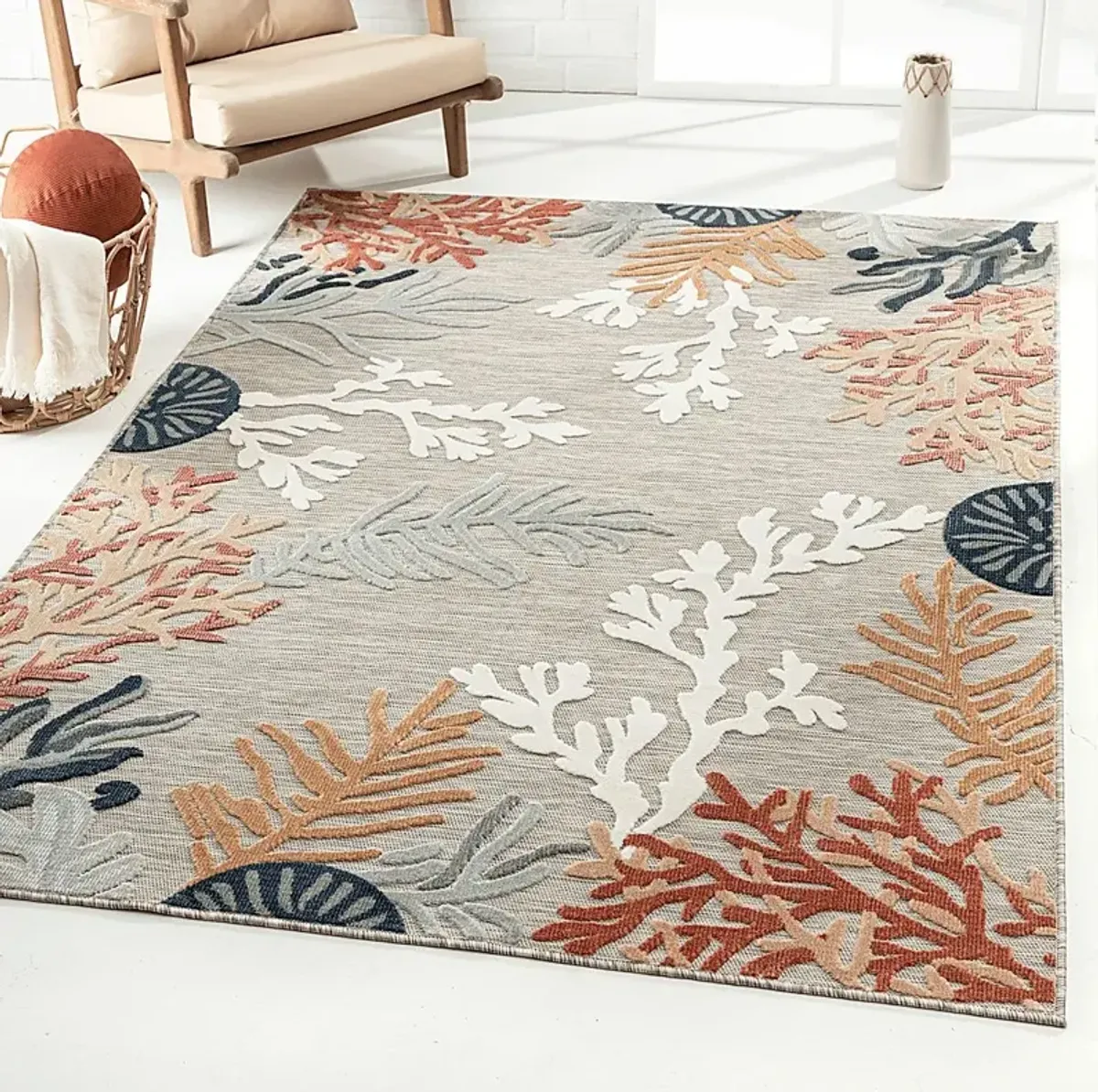 Alotimo Beige/Multi 7'9 x 9'9 Indoor/Outdoor Rug