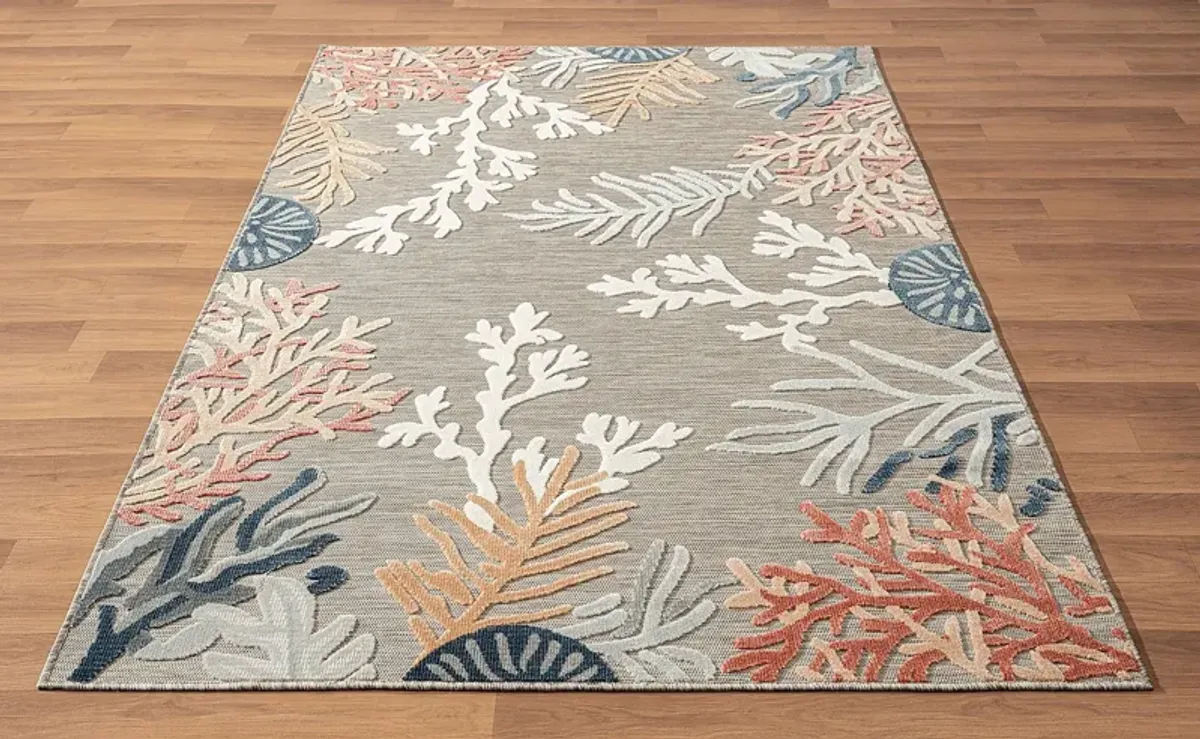 Alotimo Beige/Multi 7'9 x 9'9 Indoor/Outdoor Rug