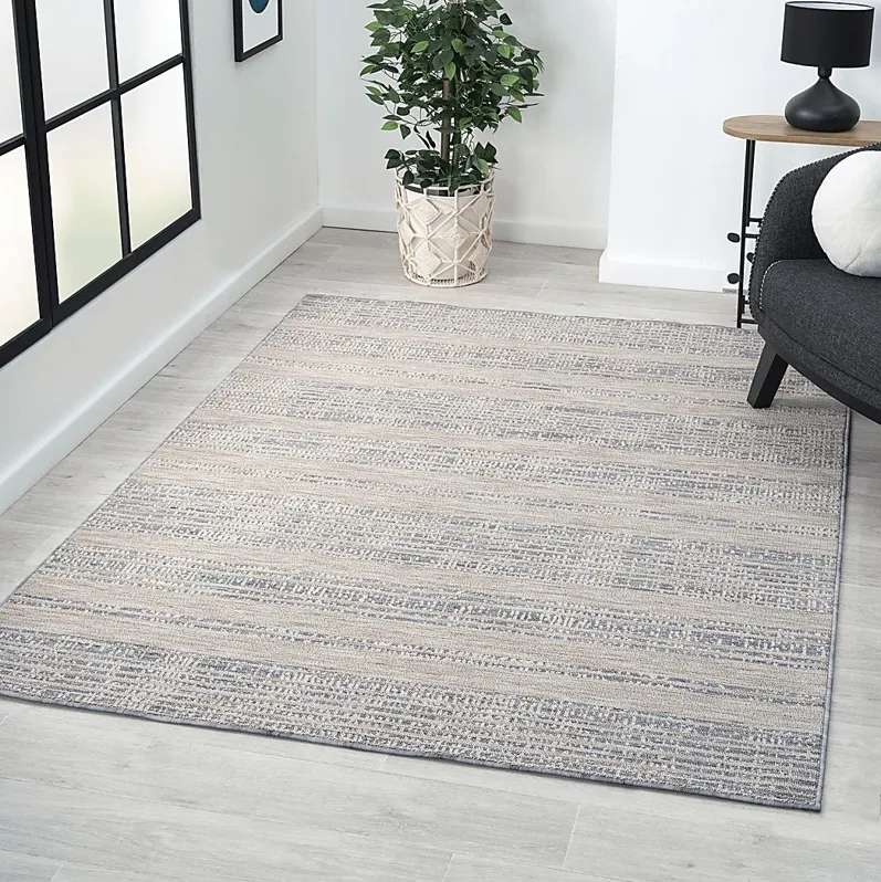 Temisnia Ivory/Blue 7'10 x 8'10 Indoor/Outdoor Rug