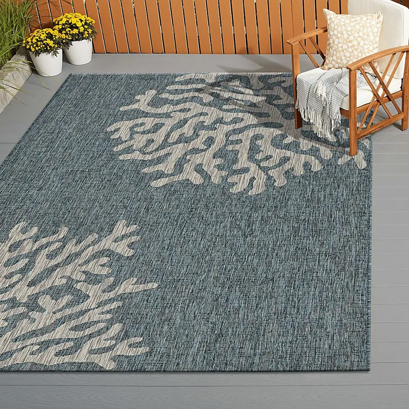 Humnia Blue/Gray 7'9 x 9'5 Indoor/Outdoor Rug