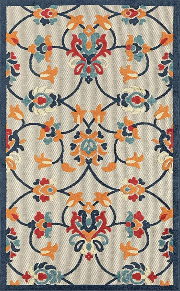 Lusetrie Orange/Multi 7'10 x 9'10 Indoor/Outdoor Rug