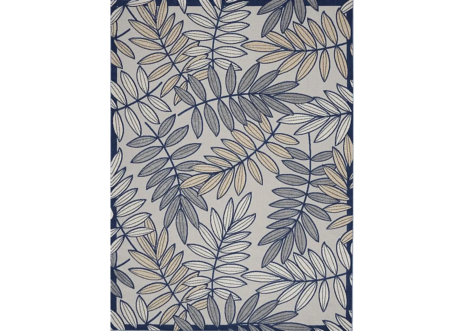 Krisiel Ivory/Navy 7'10 x 10'6 Indoor/Outdoor Rug