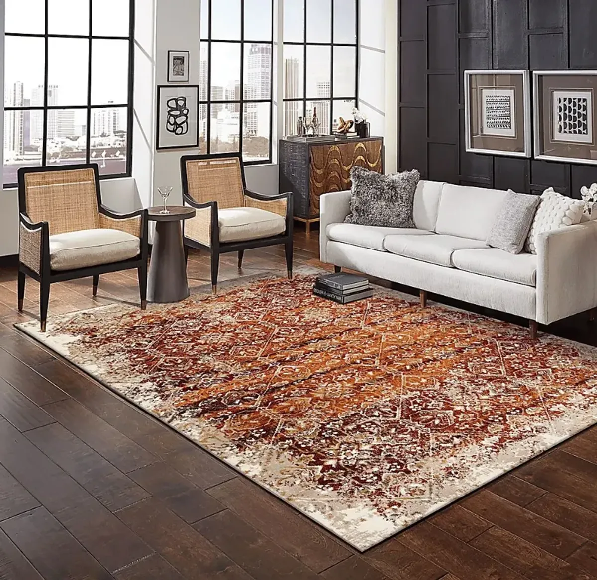 Dunnora Ivory/Rust 7'7 x 10'10 Rug