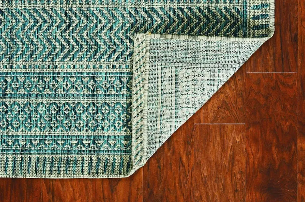 Gallanlis Teal 7'10 x 10'10 Indoor/Outdoor Rug