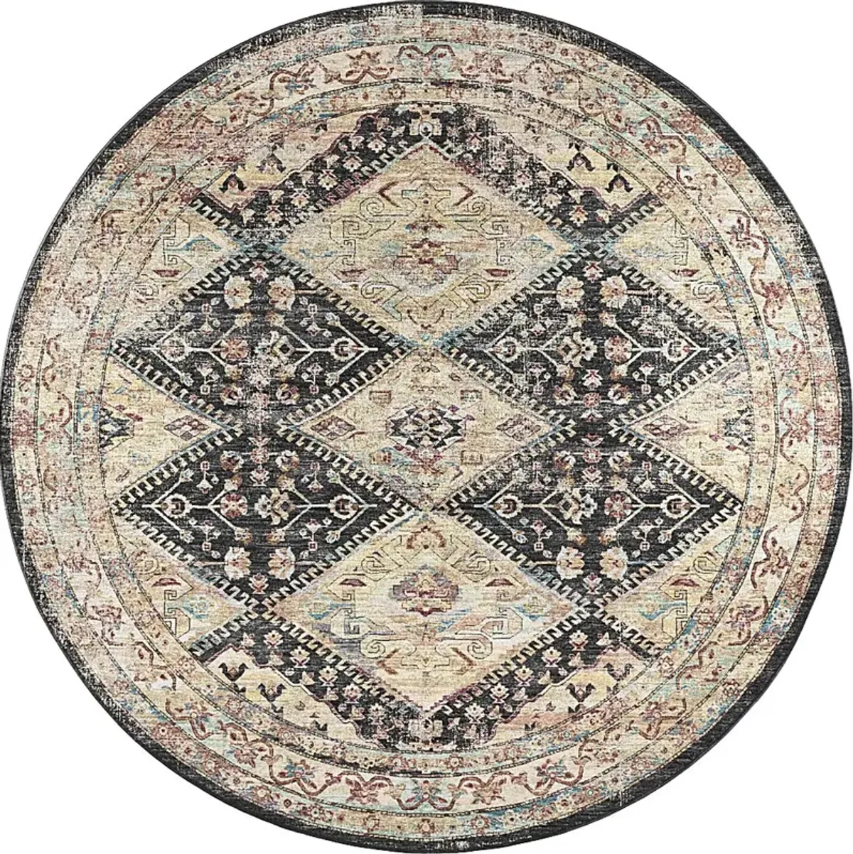 Malloroso Midnight/Multi 8' Round Rug