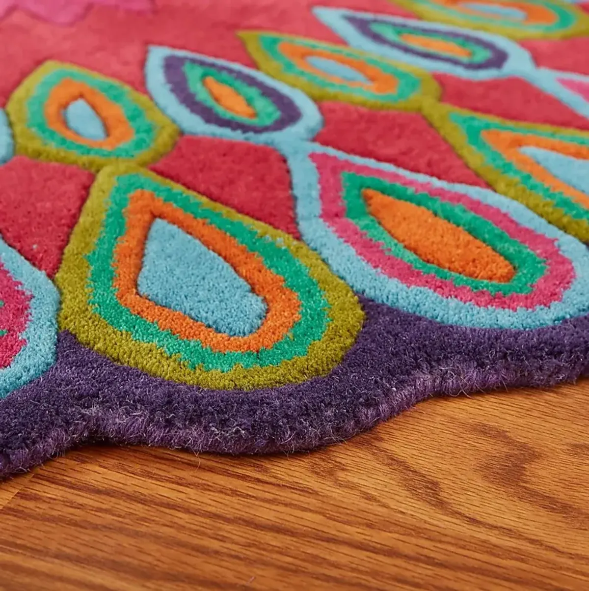 Verdare Pink/Multi 5' Round Rug