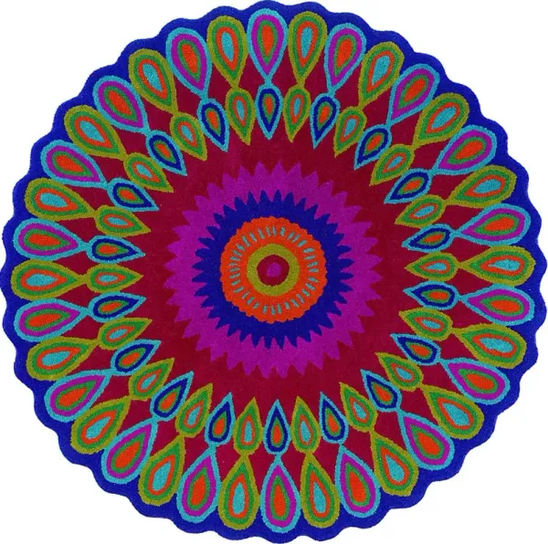 Verdare Pink/Multi 5' Round Rug