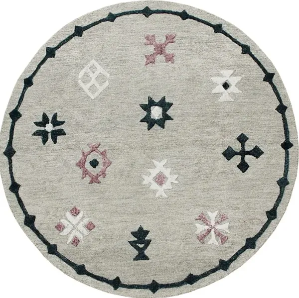 Paslier Gray/Multi 7' Round Rug