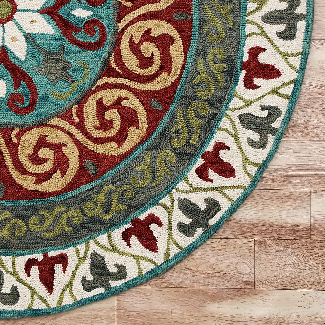 Waltois Ivory/Red 5' Round Rug