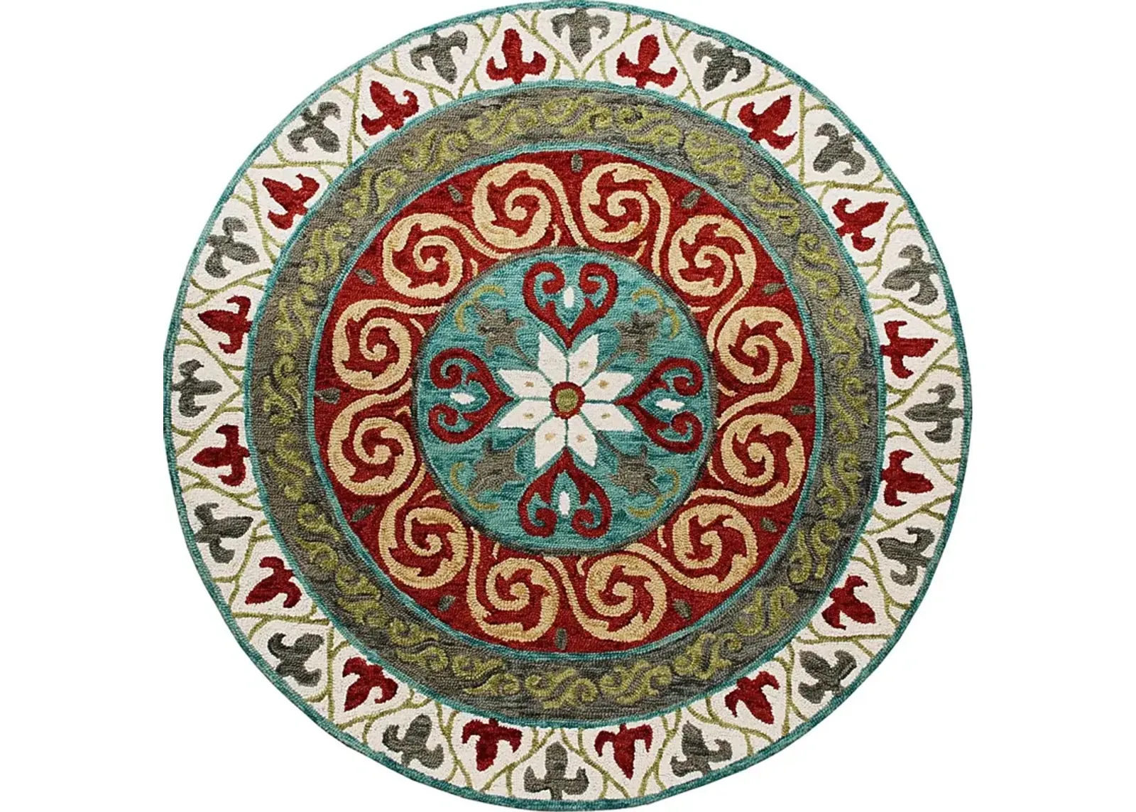 Waltois Ivory/Red 5' Round Rug