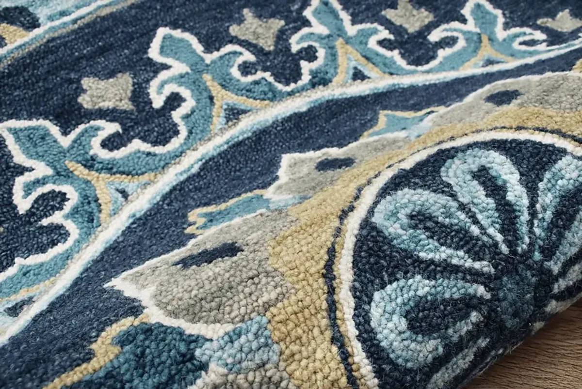 Exmeda Blue/Multi 5' Round Rug