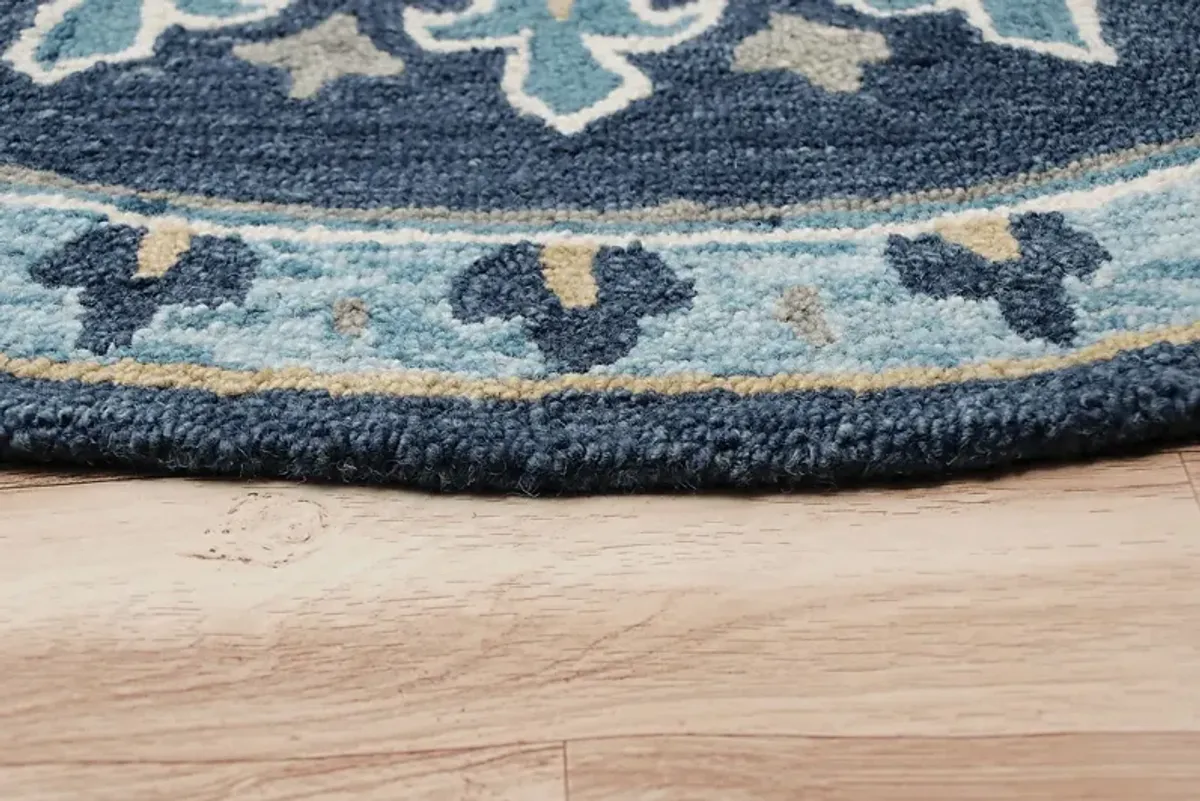 Exmeda Blue/Multi 5' Round Rug