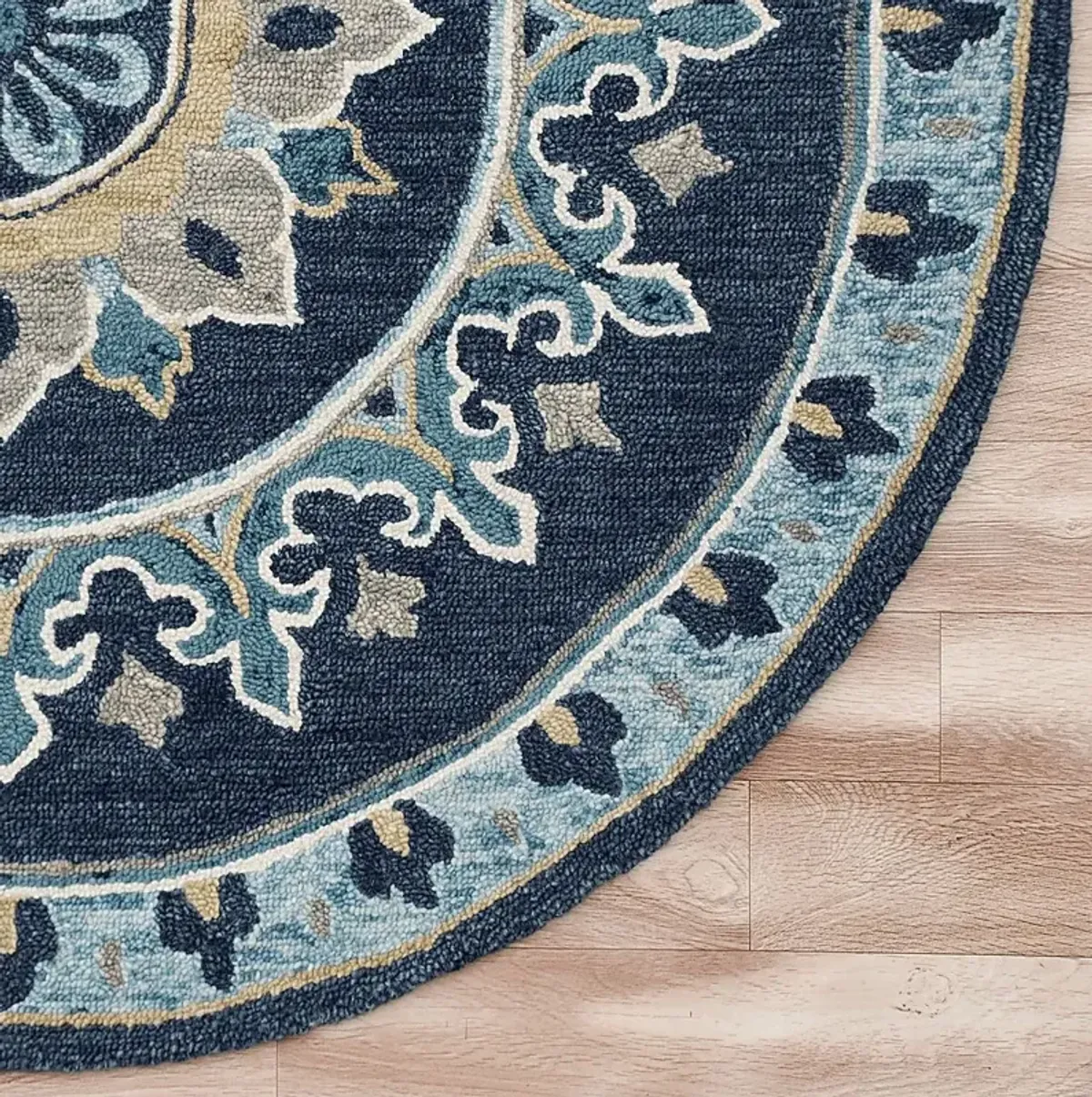 Exmeda Blue/Multi 5' Round Rug