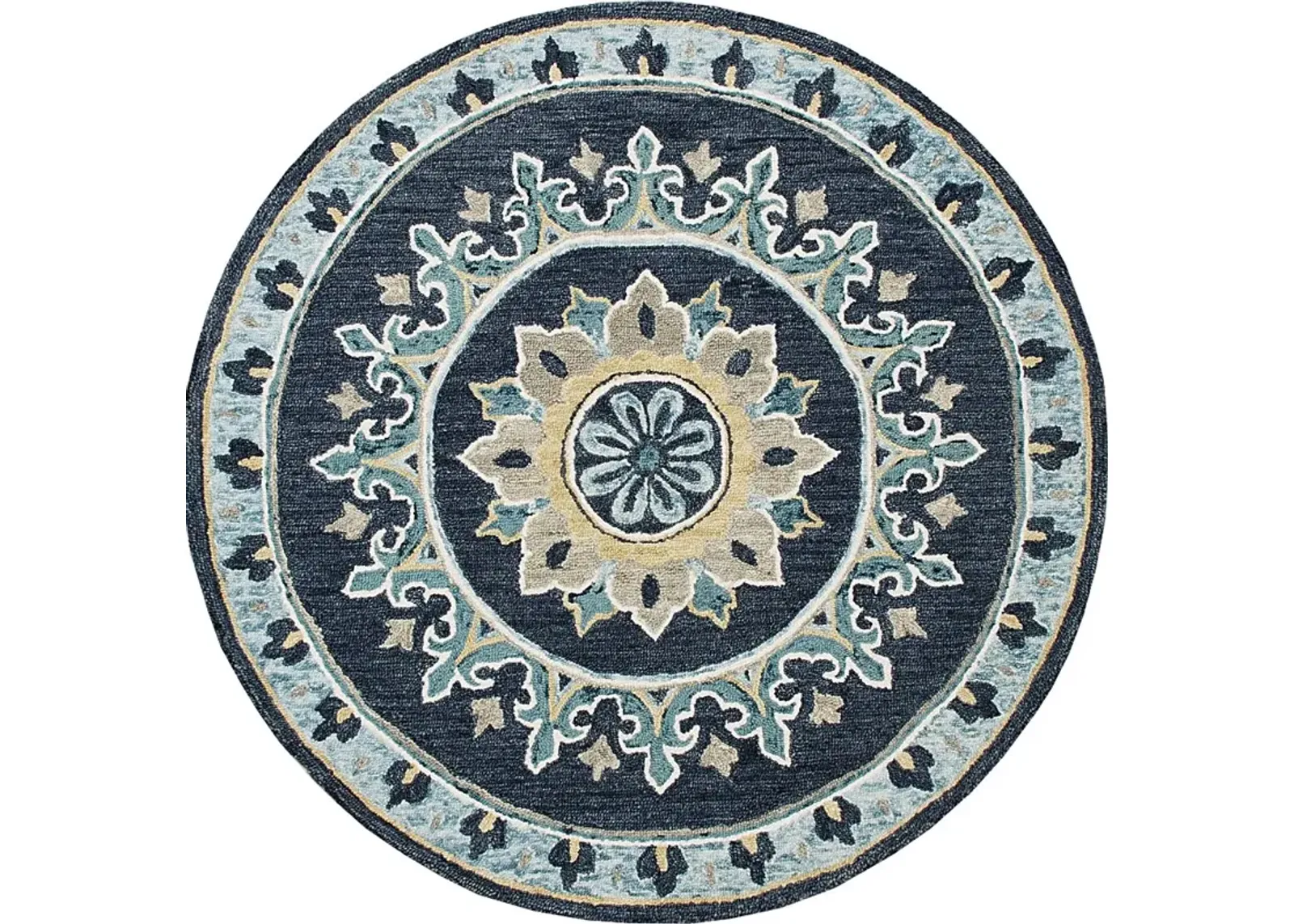 Exmeda Blue/Multi 5' Round Rug