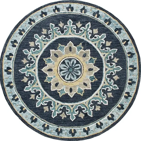 Exmeda Blue/Multi 7' Round Rug