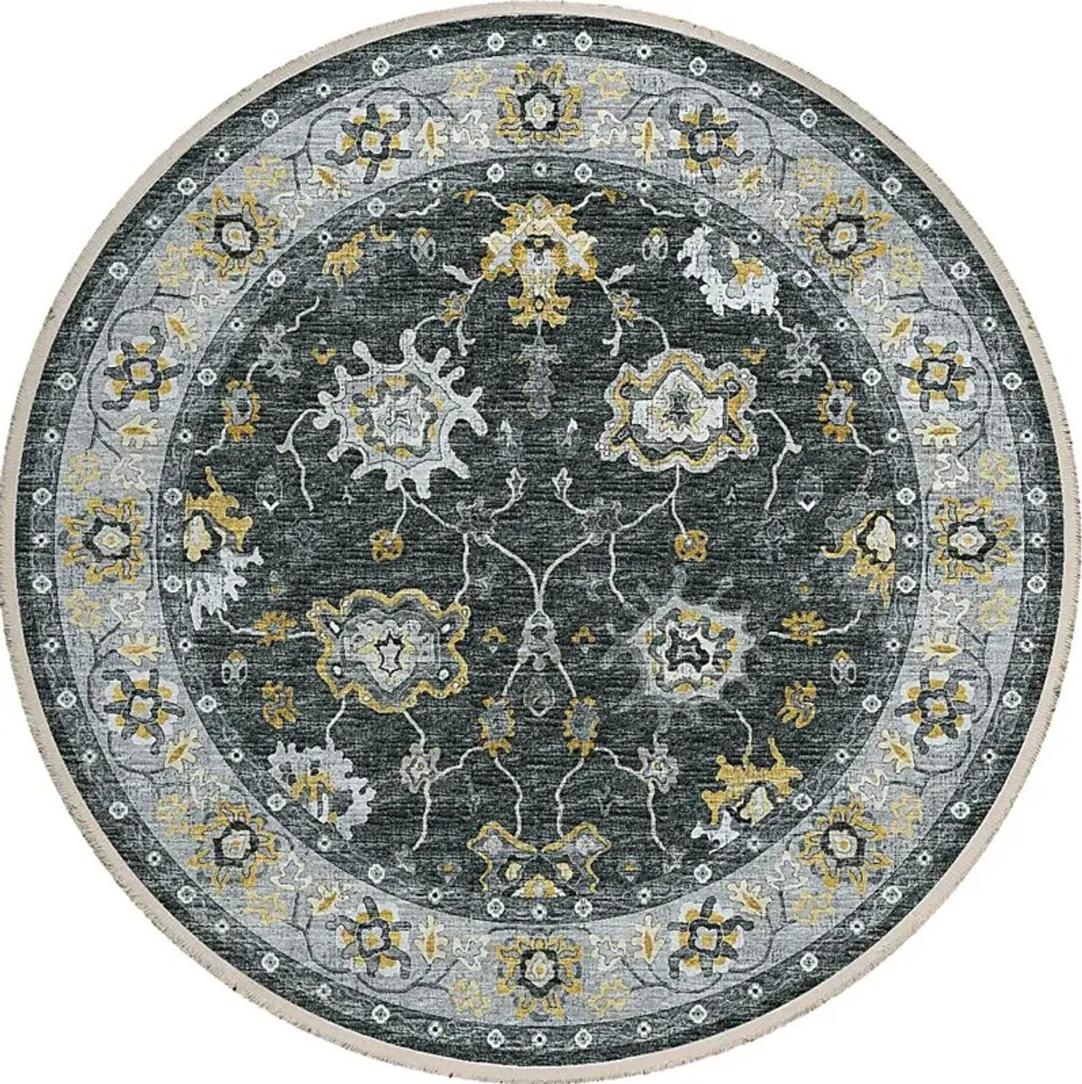 Medrick Black 8' Round Rug