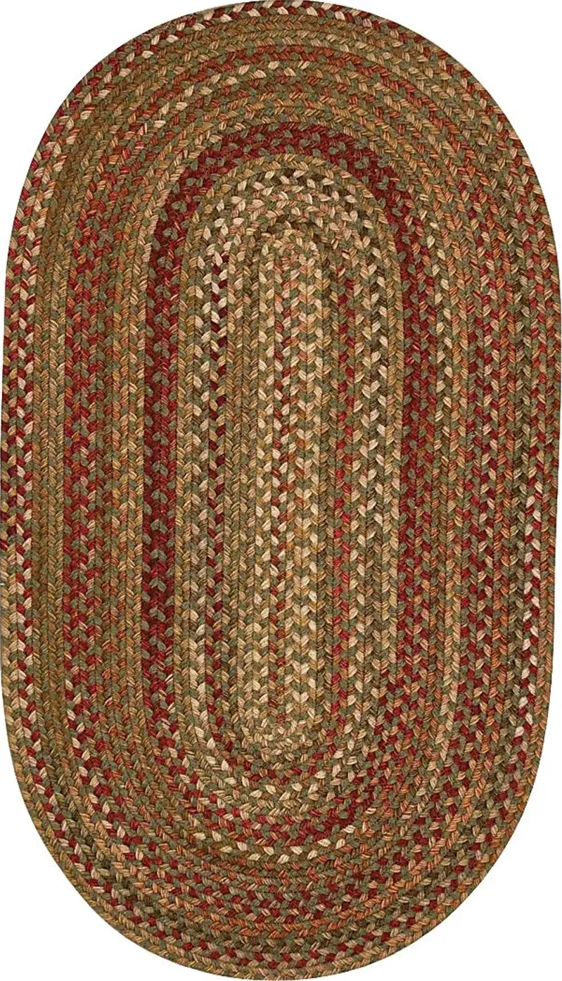 Mugadi Sage/Red 5' x 8' Oval Rug