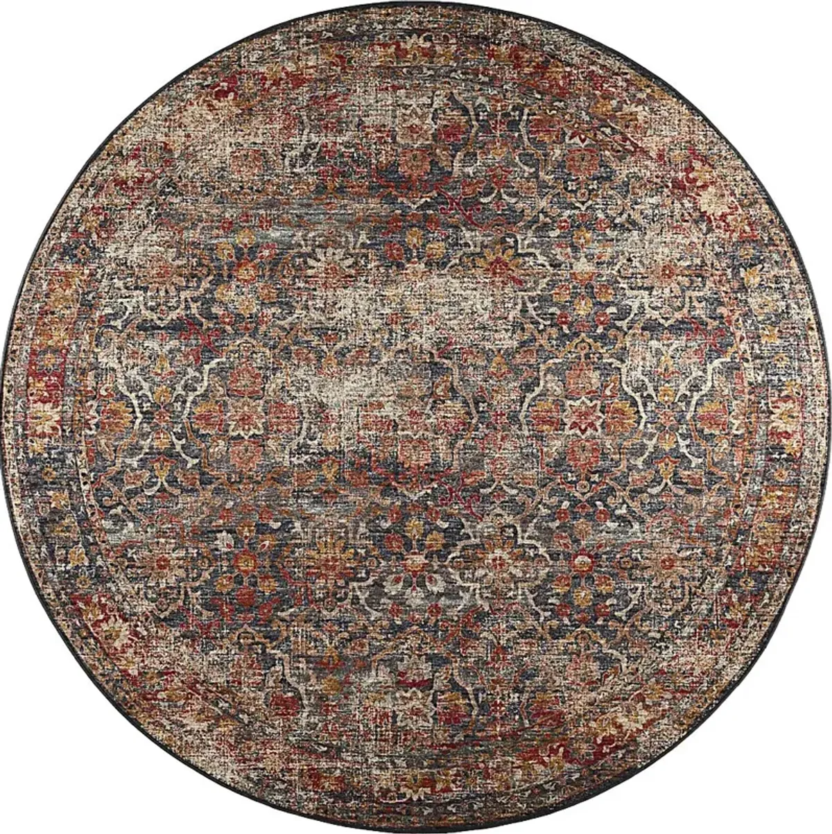 Kaypon Black/Multi 8' Round Rug