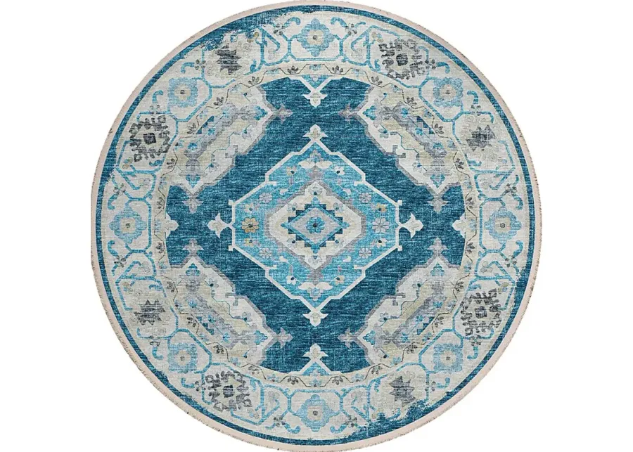 Quandry Blue 8' Round Rug