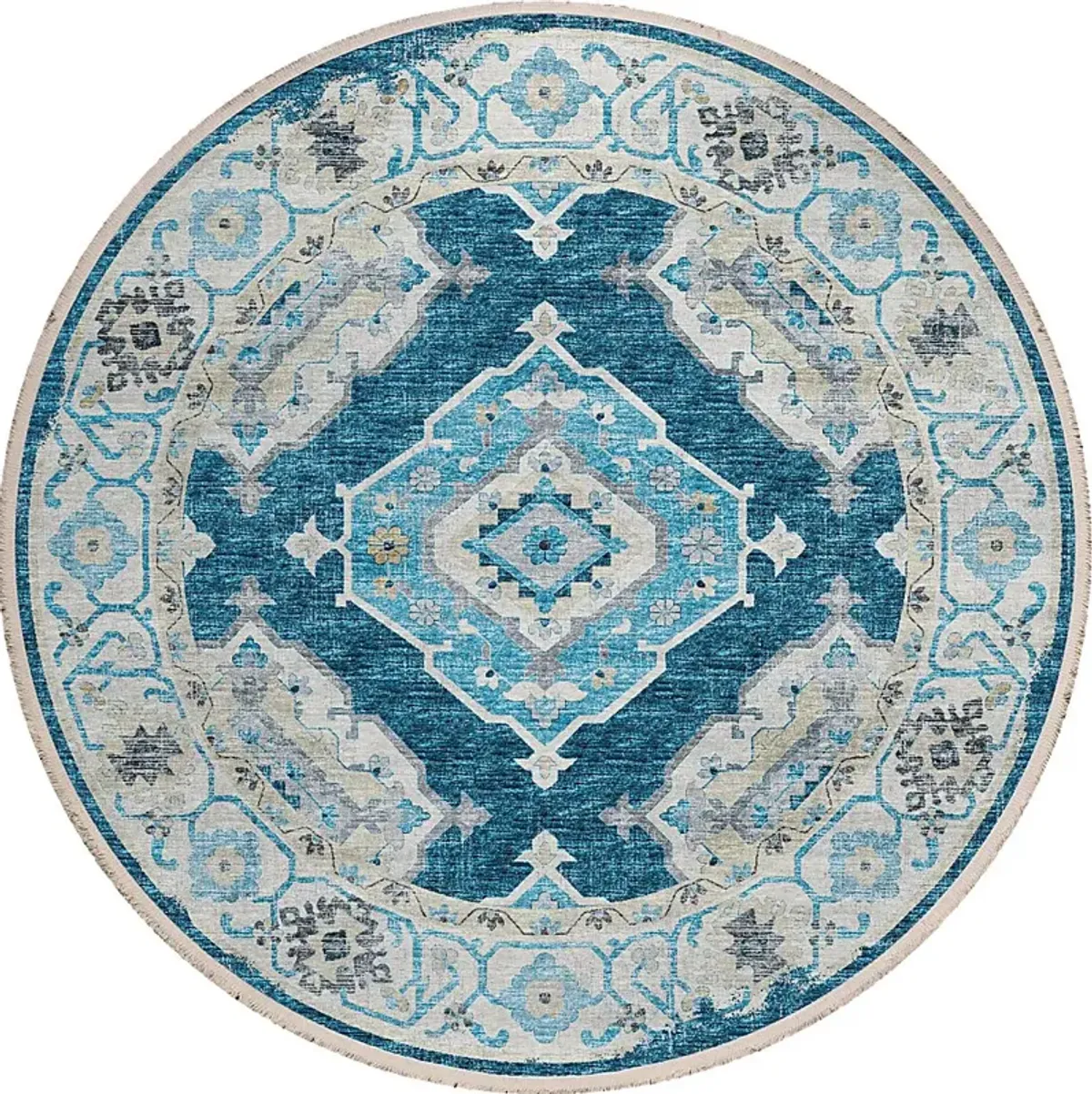 Quandry Blue 8' Round Rug