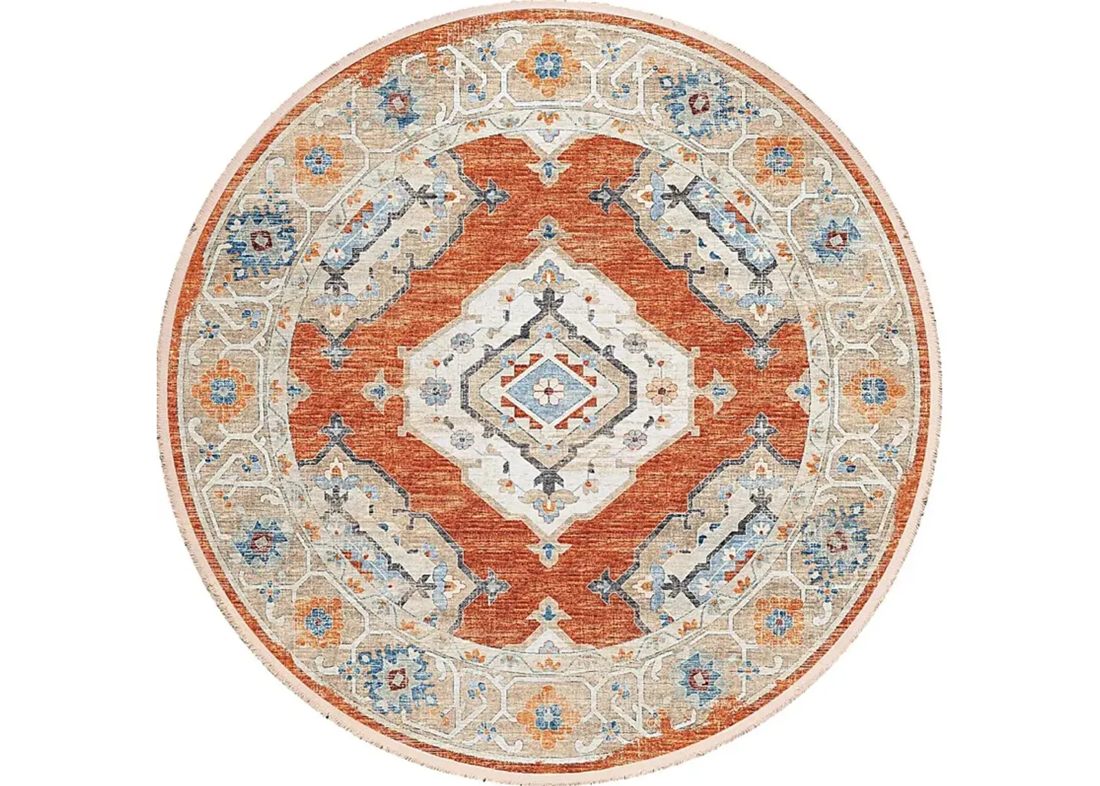 Quandry Red 8' Round Rug