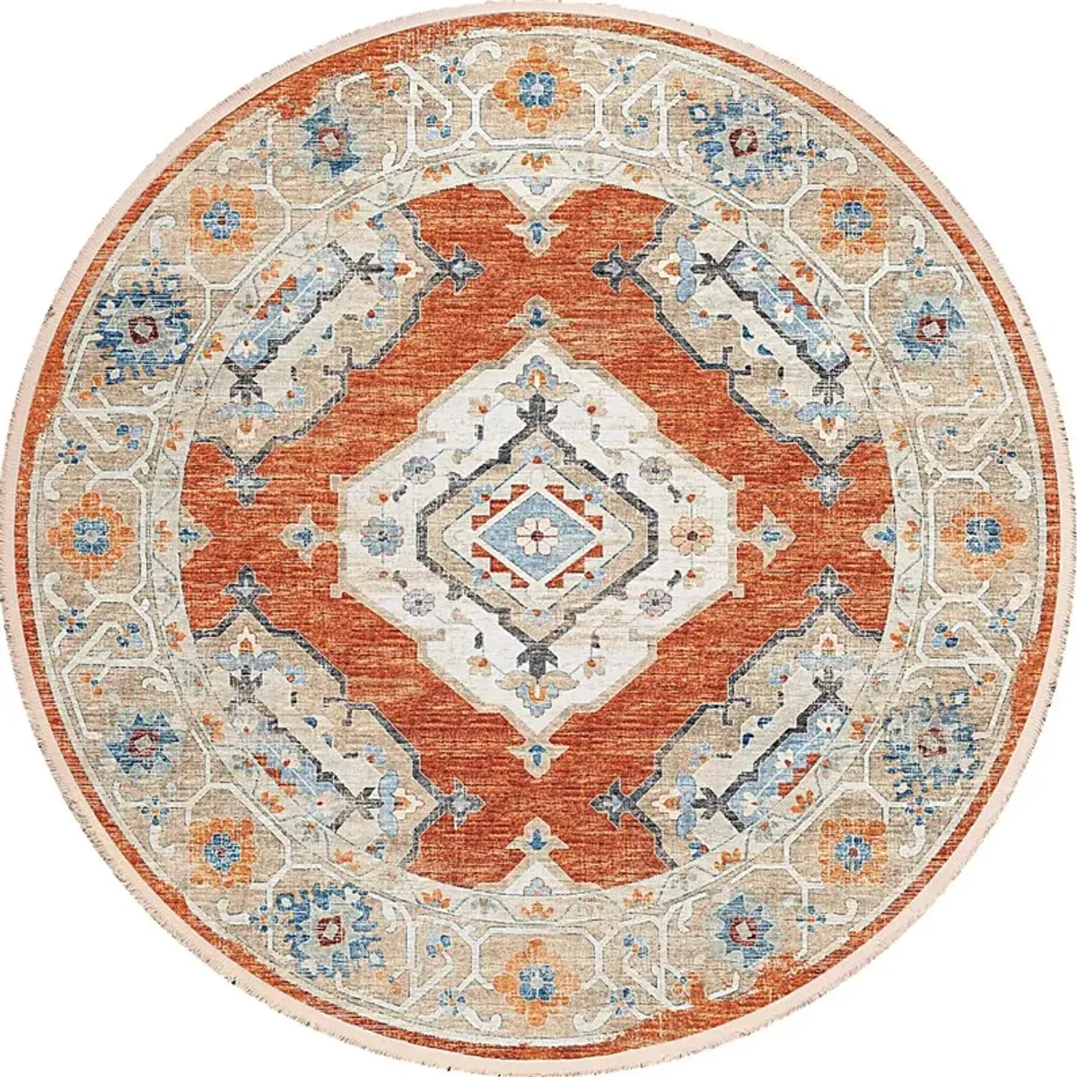 Quandry Red 8' Round Rug