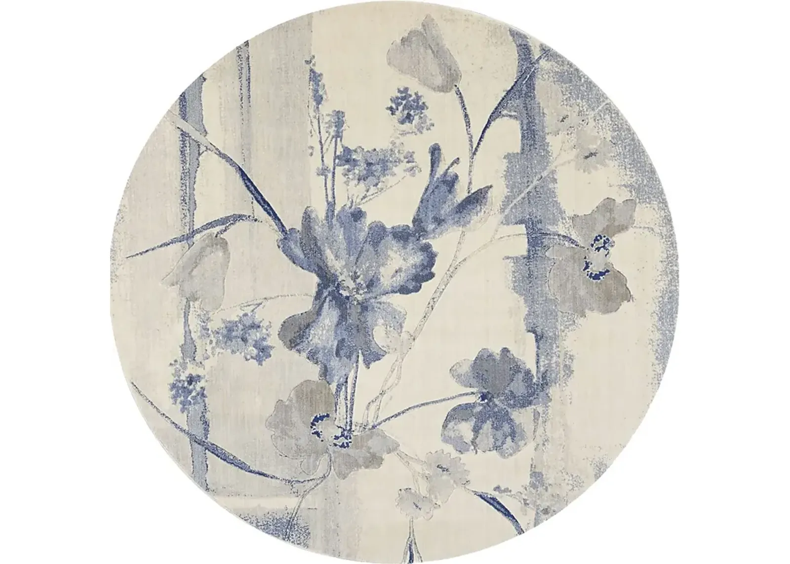 Floral Dreams Blue 5'6 Round Rug