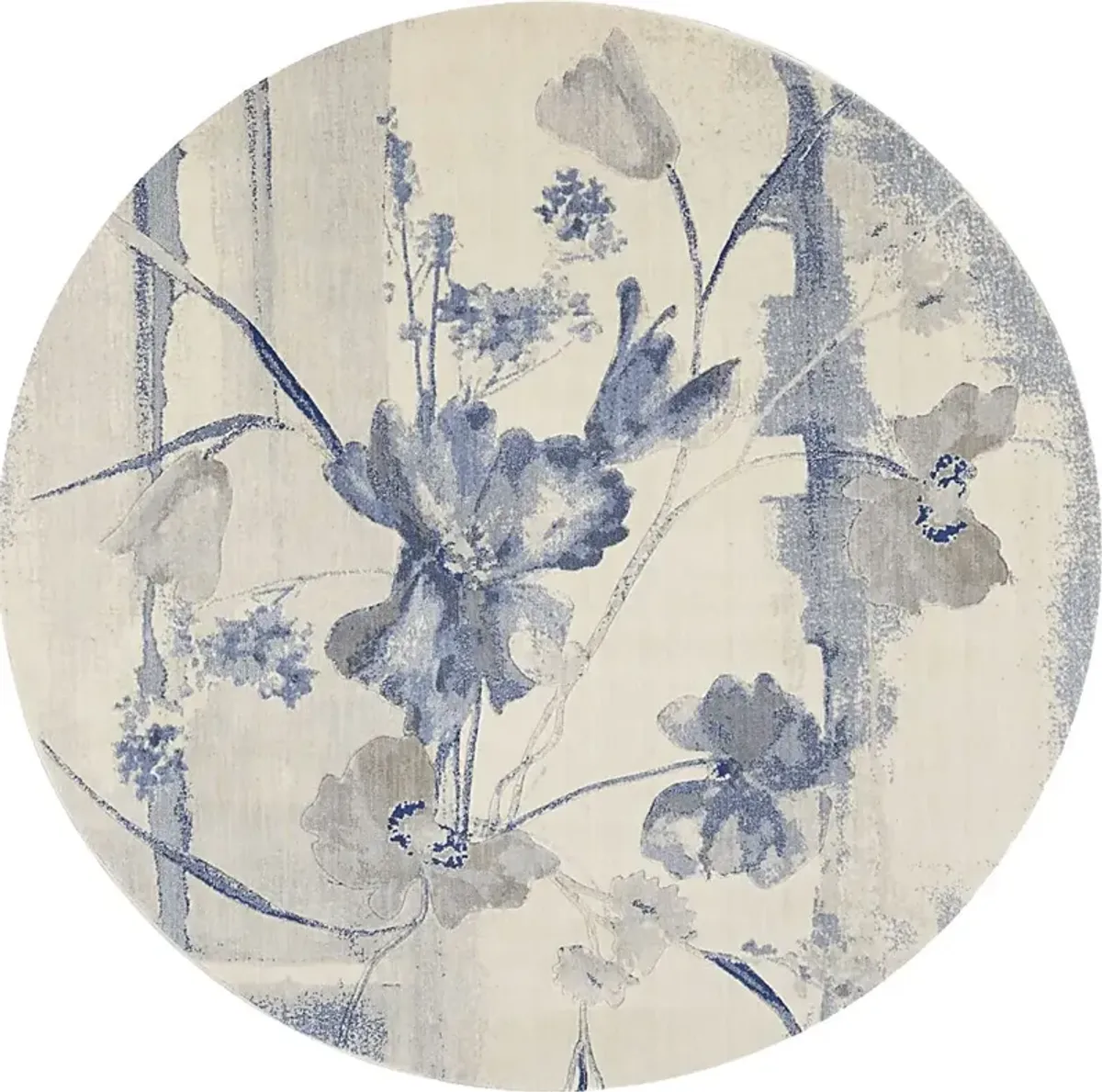 Floral Dreams Blue 5'6 Round Rug