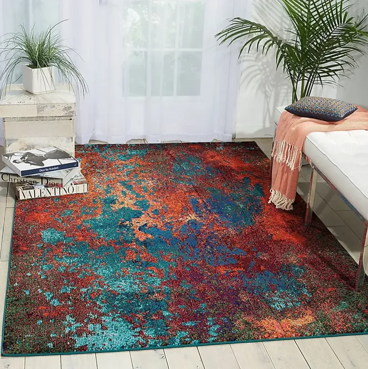 Ocean Storm Red 5'3 x 7'3 Rug