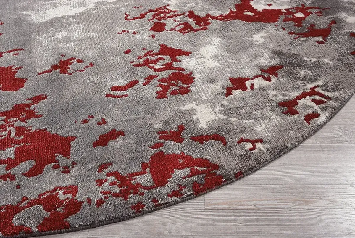 Red Sky Red 8' Round Rug