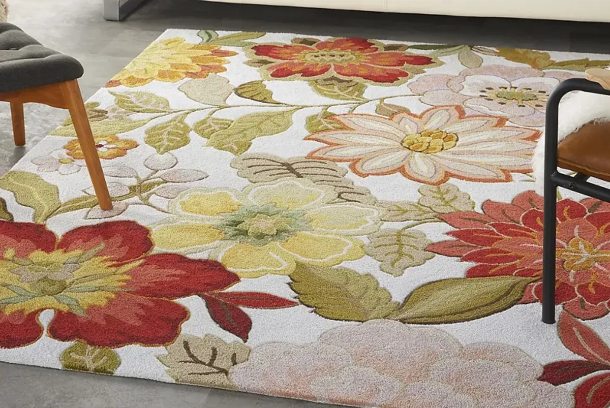 Spring Flowers Ivory 5' x 7'6"" Rug