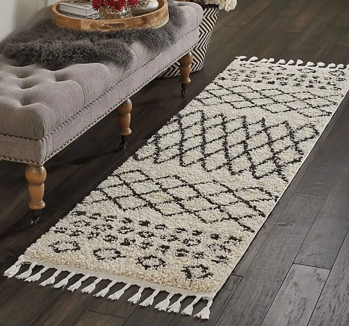 Graphic Patterns Cream 2'2 x 8'1 Runner Rug