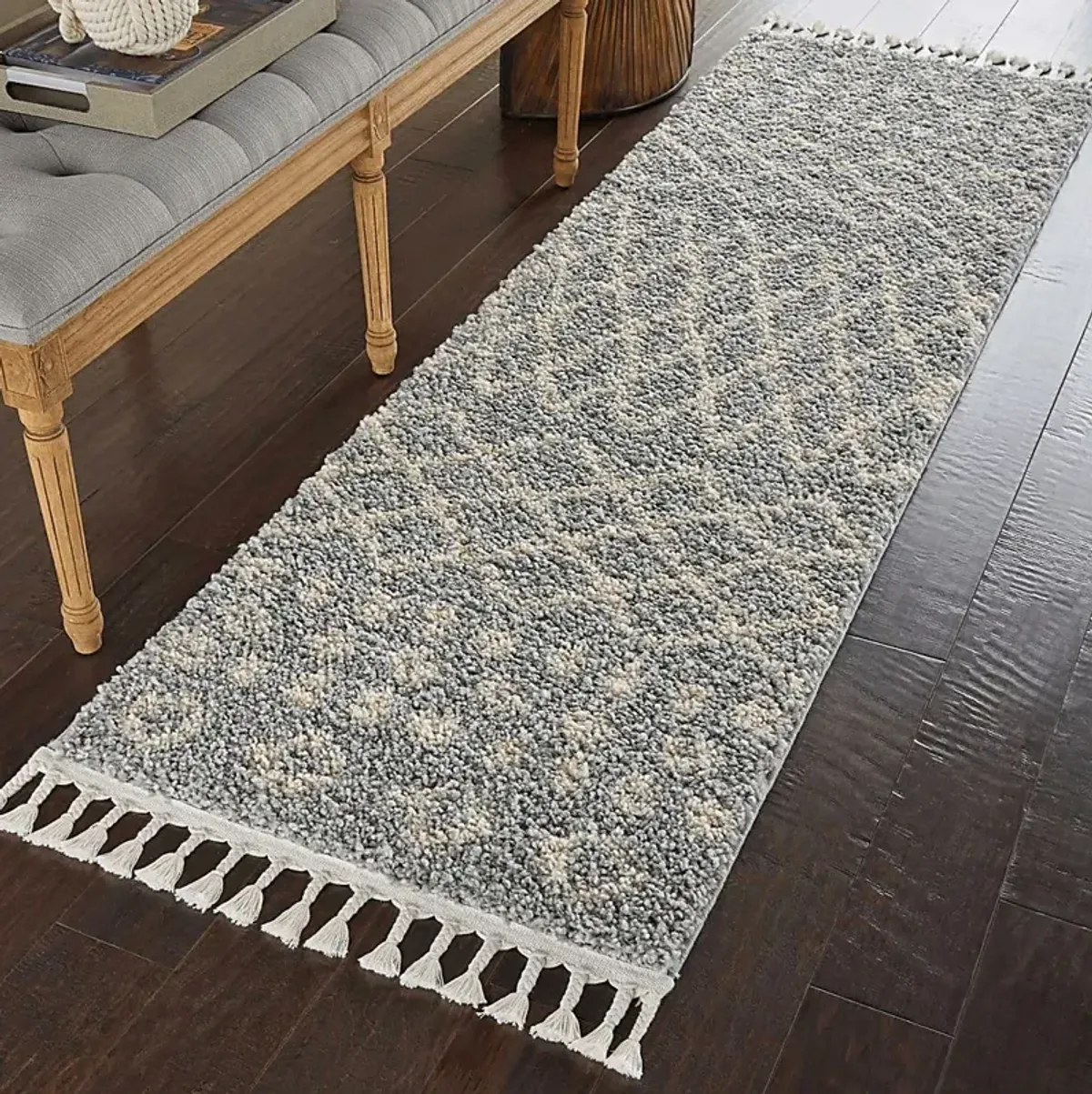 Graphic Patterns Silver 2'2 x 8'1 Runner Rug